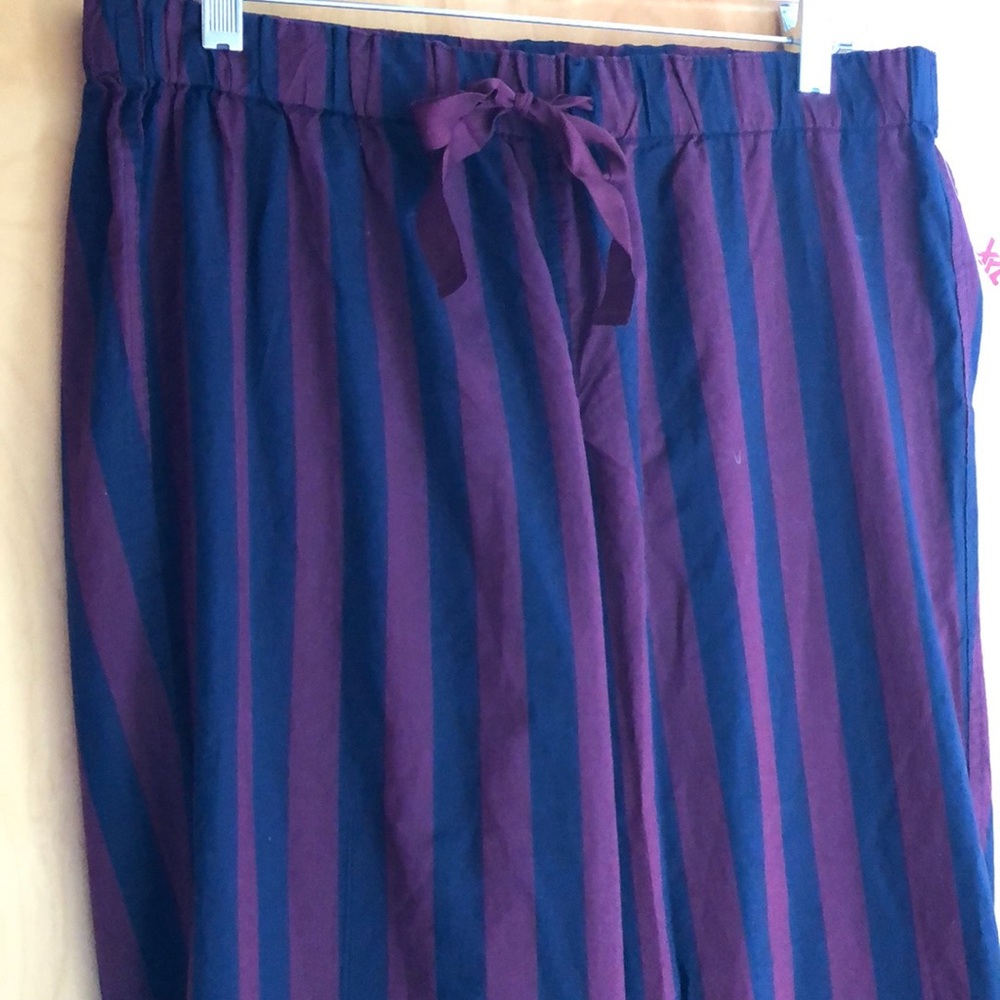 NWT J Crew burgundy blue striped pajama pants S